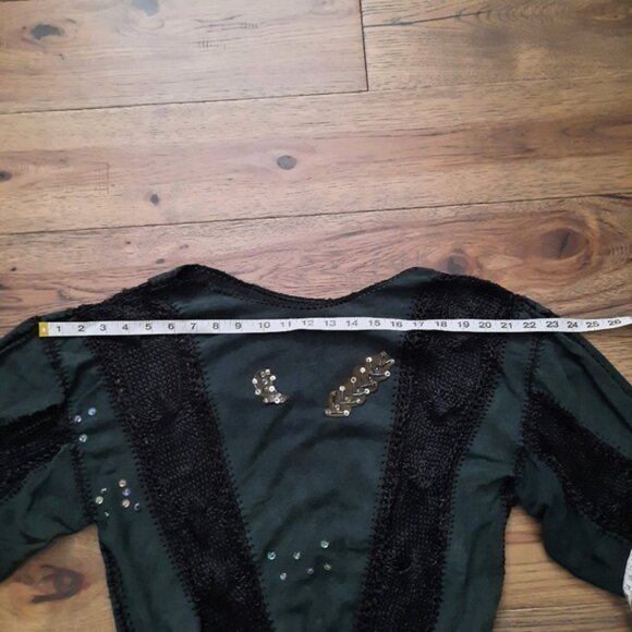 Vintage Faux Suede and Knit Long Sleeve Sweater - Picture 9 of 14